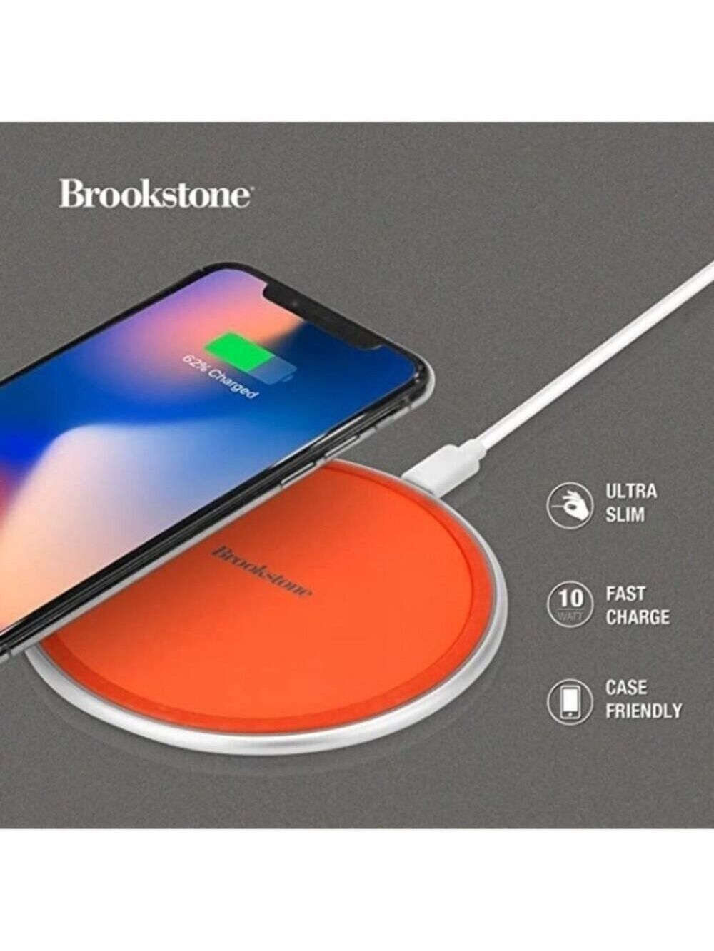 BROOKSTONE 10W QI WIRELESS CHARGING PAD ALUMINUM BASE